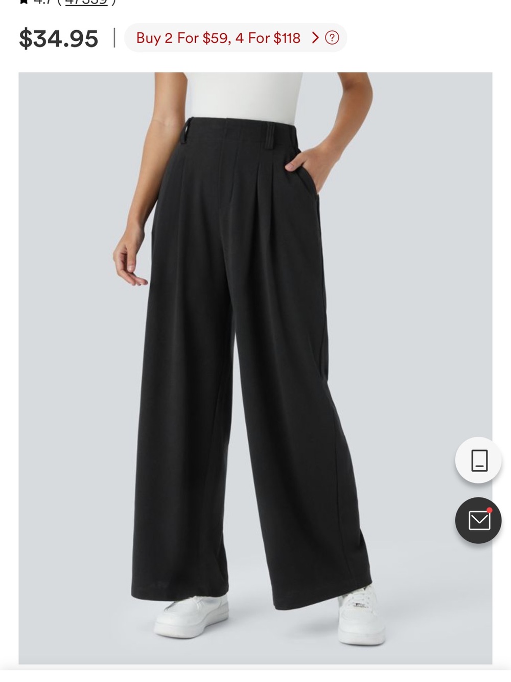 HALARA Black High-Waist Wide-Leg Trousers